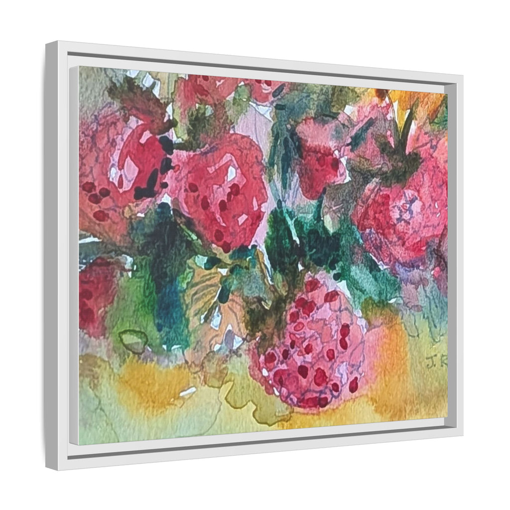 Raspberry Patch Still Life Framed Matte Canvas Print