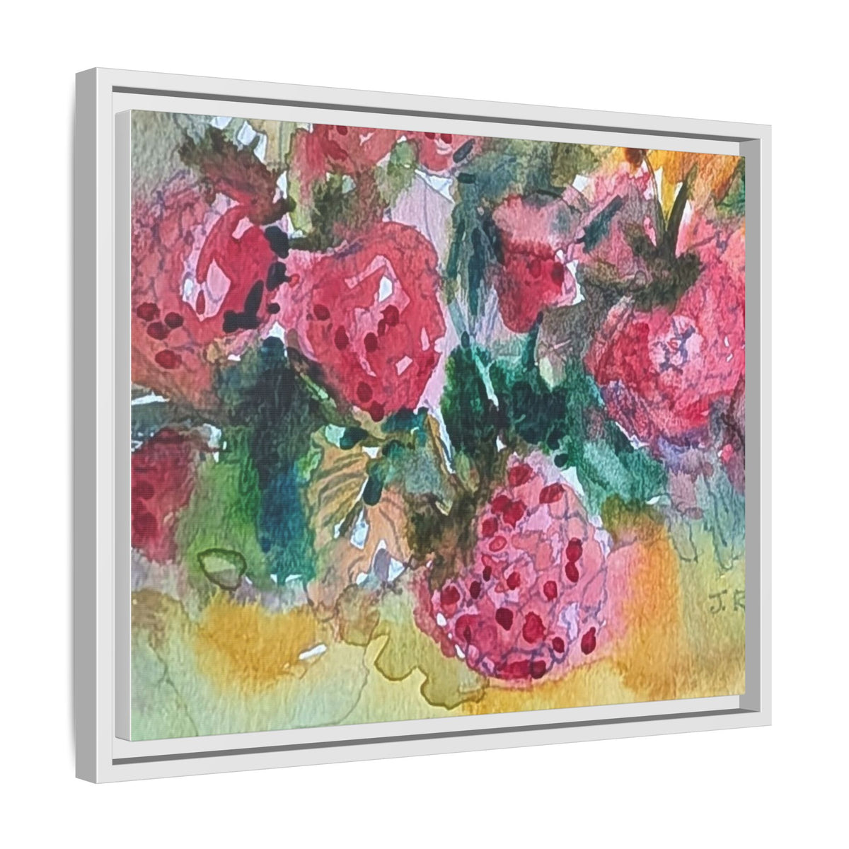Raspberry Patch Still Life Framed Matte Canvas Print