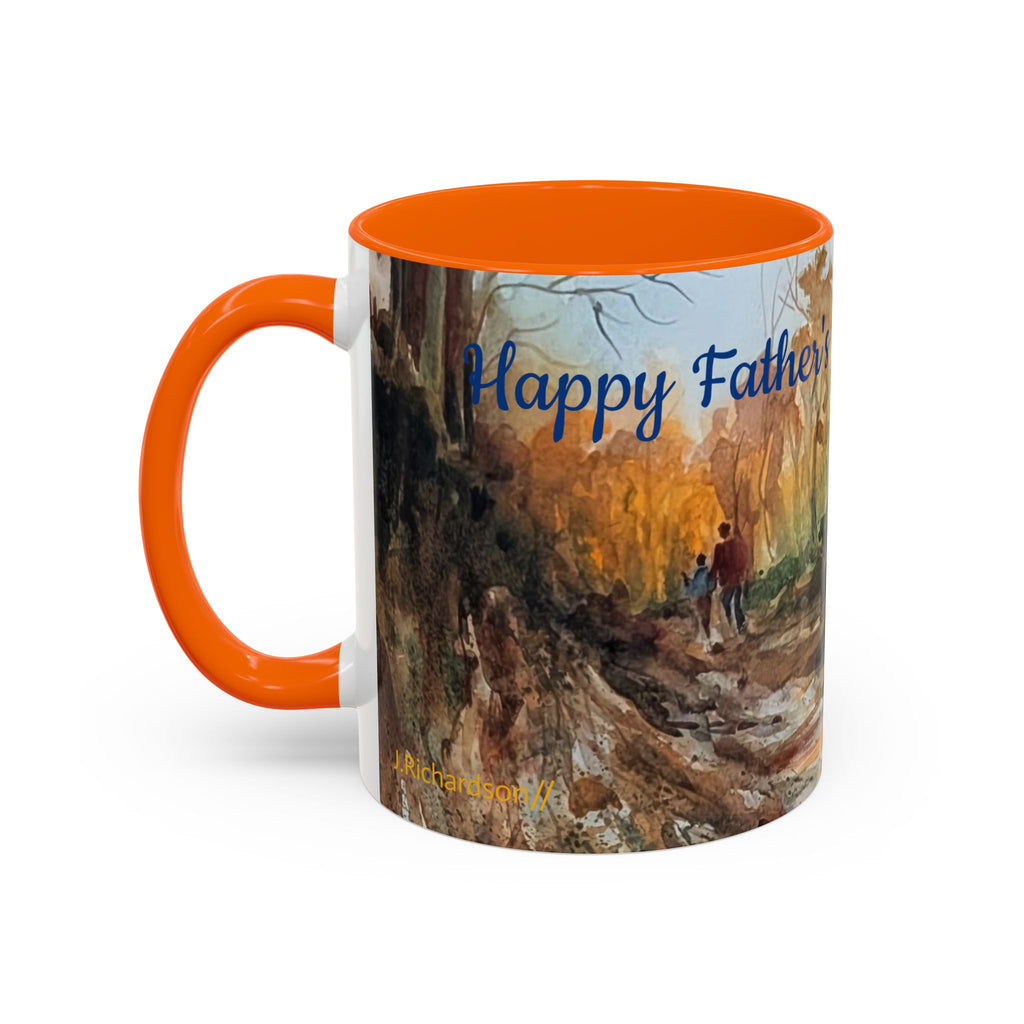 Autumn Woodland Coffee Mug — Painterly Fall Forest Trail Accent Mug
