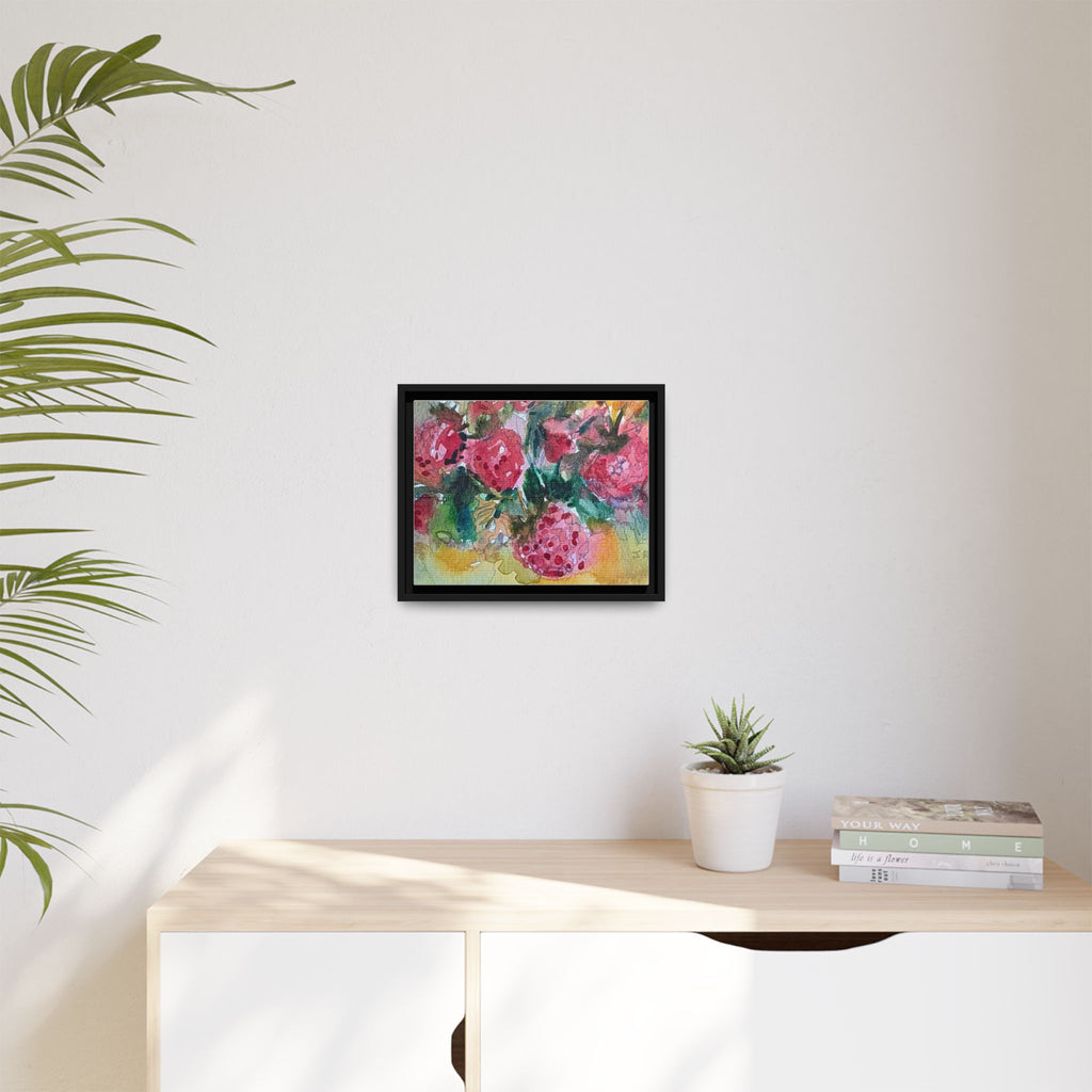 Raspberry Patch Still Life Framed Matte Canvas Print