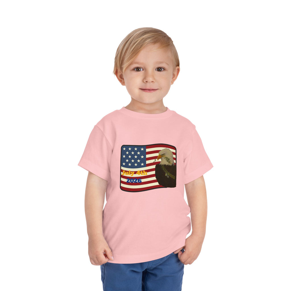 July 4th Toddler Tee —2T - 5T Patriotic Bald Eagle "USA 2026" Graphic
