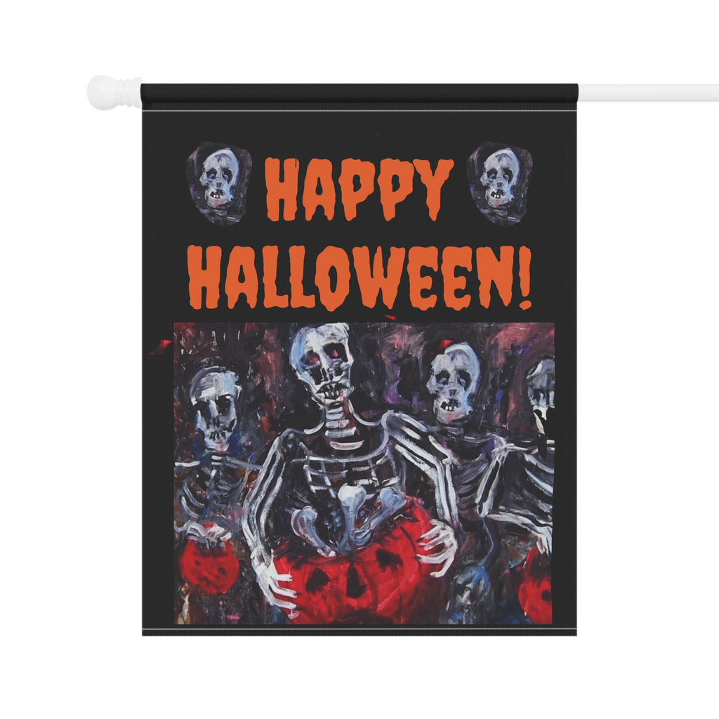 Happy Halloween Skeletons Garden Flag | Halloween Garden Banner