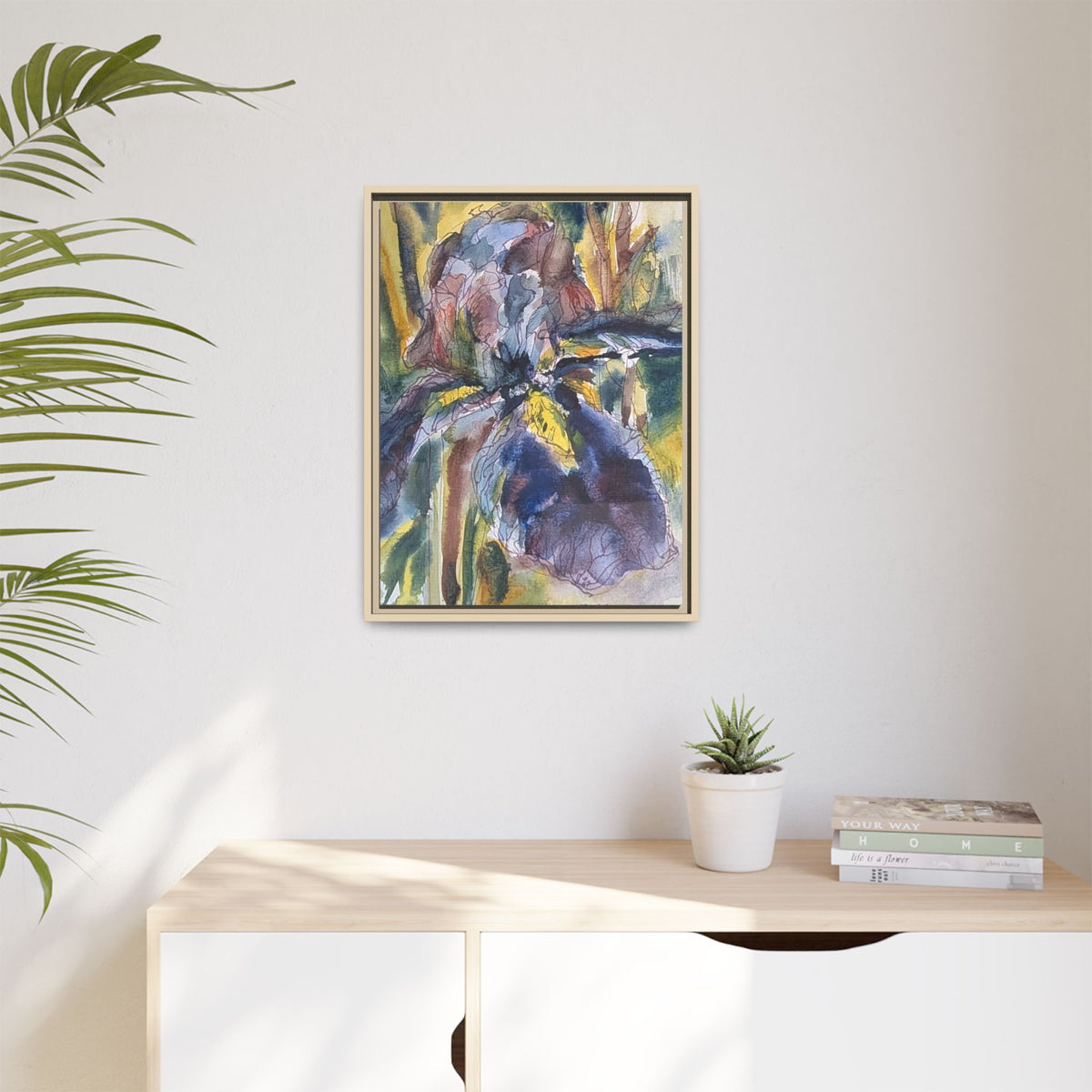 Framed Watercolor Iris Matte Canvas Wall Art