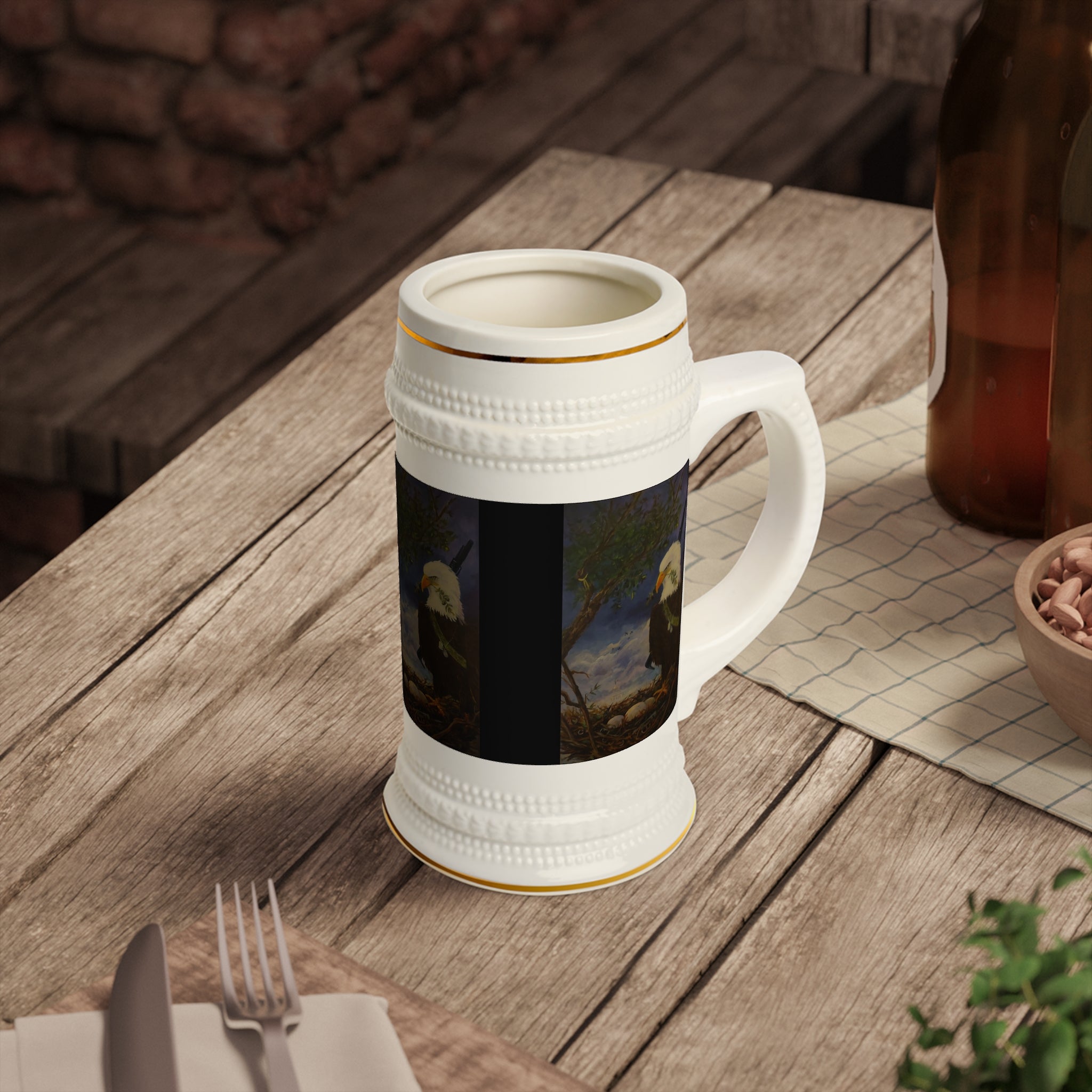 Bald Eagle Nesting Scene Beer Stein