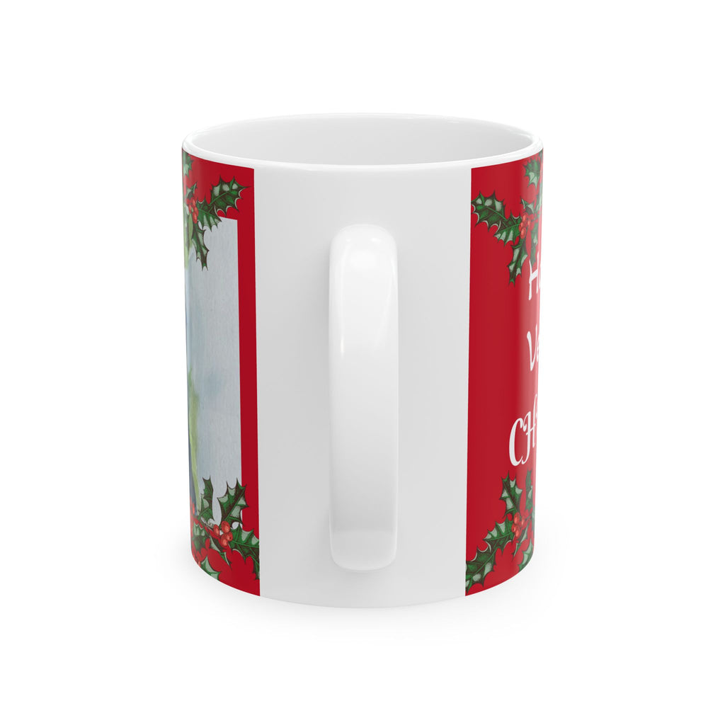 Black Bear Christmas Holly Border Mug | Festive Holiday Coffee Cup