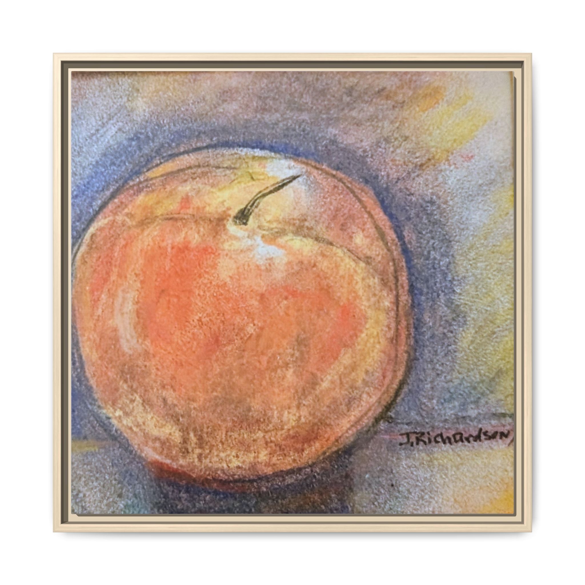 Peach Pastel Painting Framed Matte Canvas