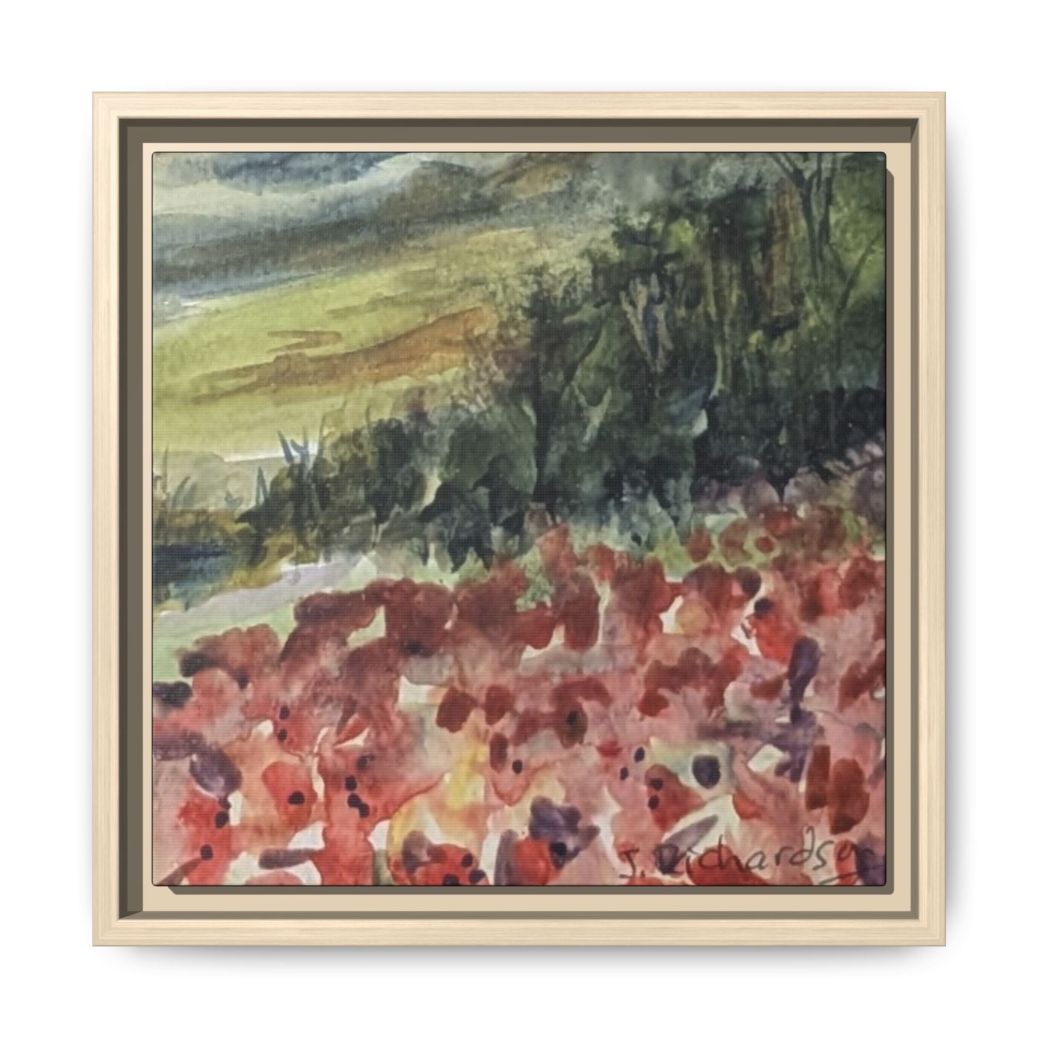 Framed Poppies landscape Matte Canvas,   Multi-color frames)