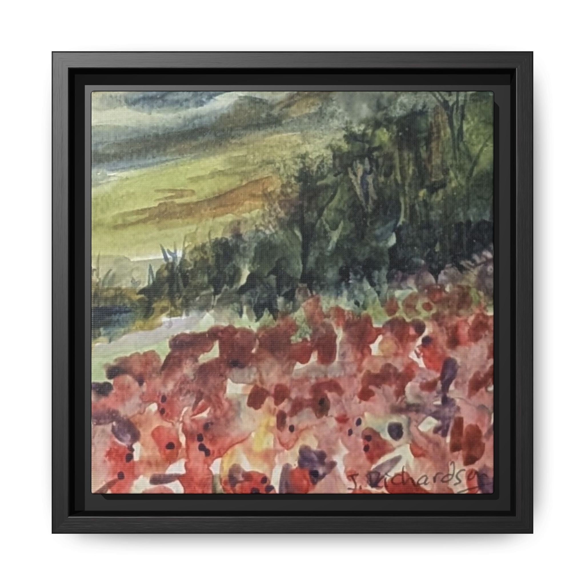 Framed Poppies landscape Matte Canvas,   Multi-color frames)
