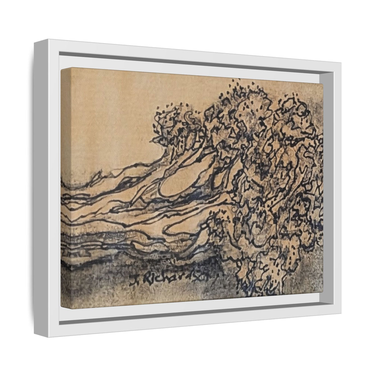 Matte Canvas Wall Art — "Broccoli" Pencil Sketch (Framed)