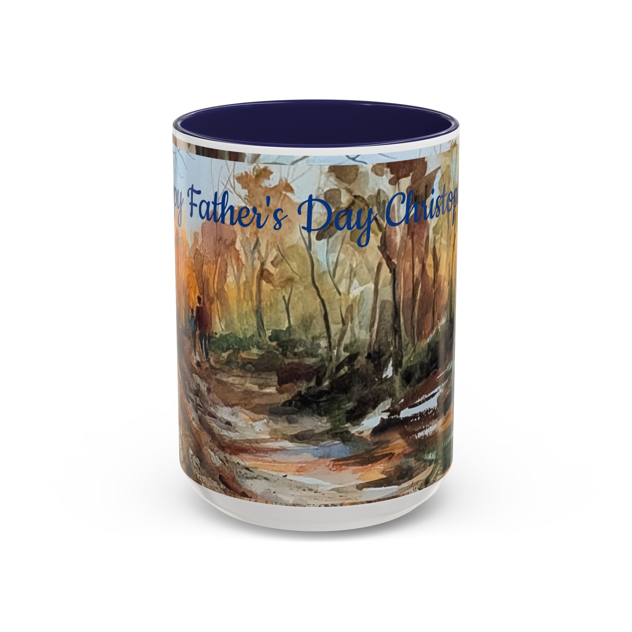 Autumn Woodland Coffee Mug — Painterly Fall Forest Trail Accent Mug
