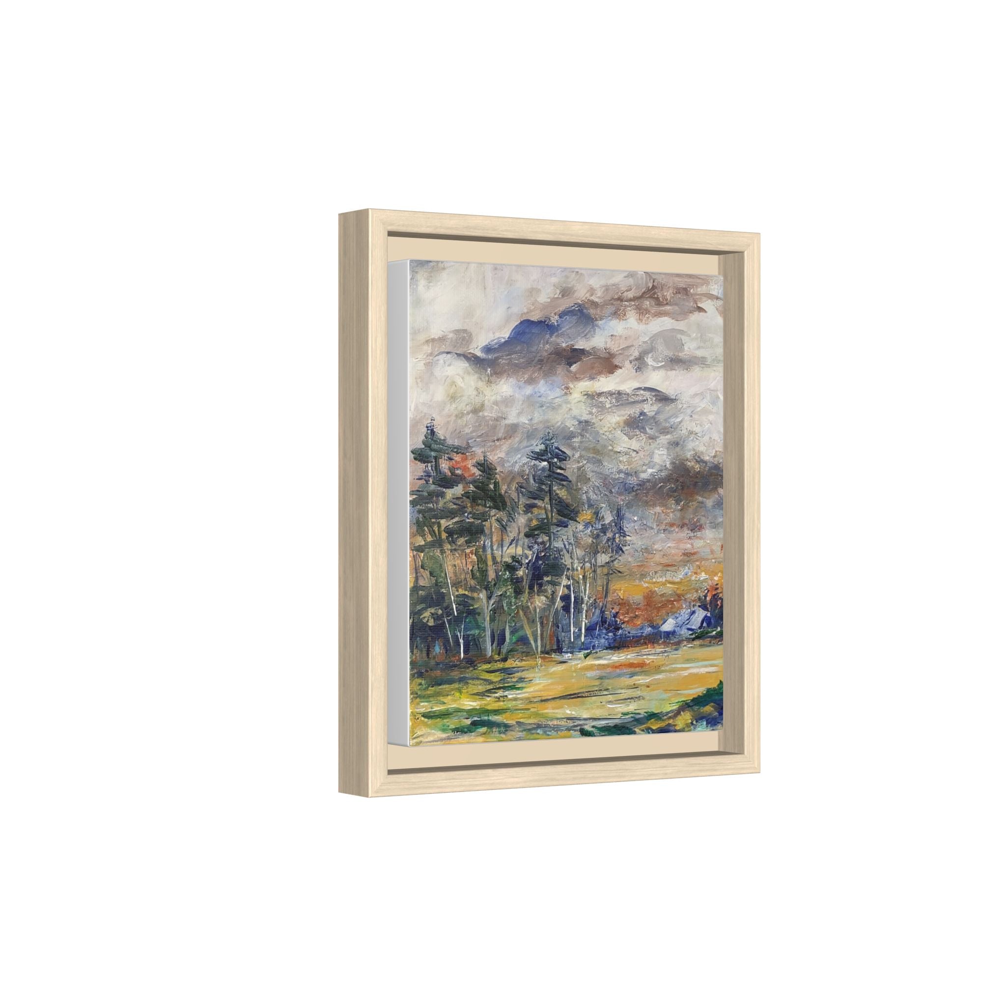Framed Matte Canvas Landscape Print — Abstract Forest Meadow Wall Art