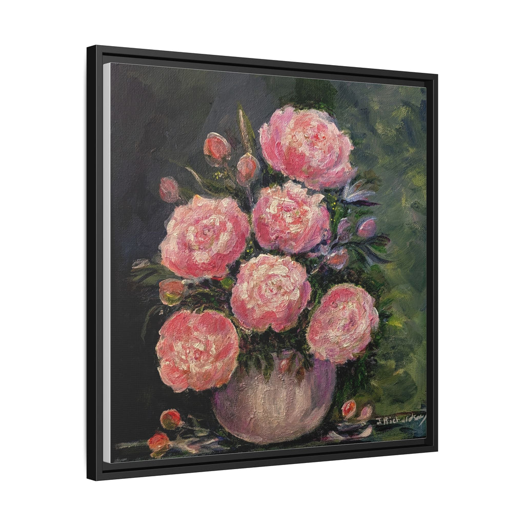 Pink Peony Bouquet Canvas Framed Wall Art | Matte Canvas, Framed
