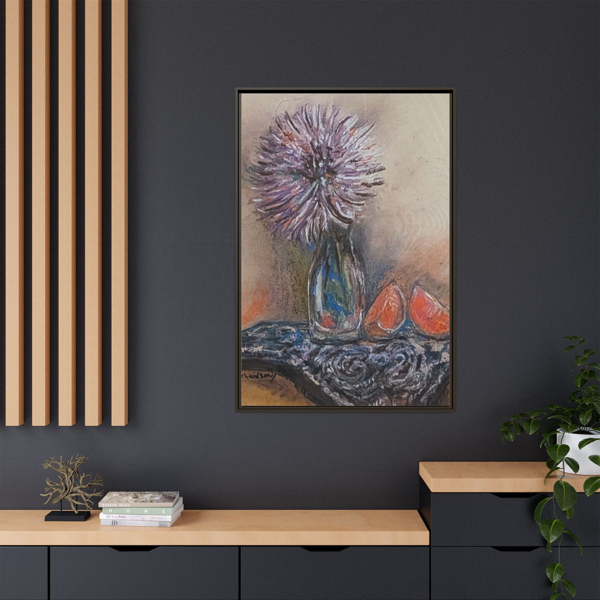 Framed Canvas Art — Purple Bloom Still Life