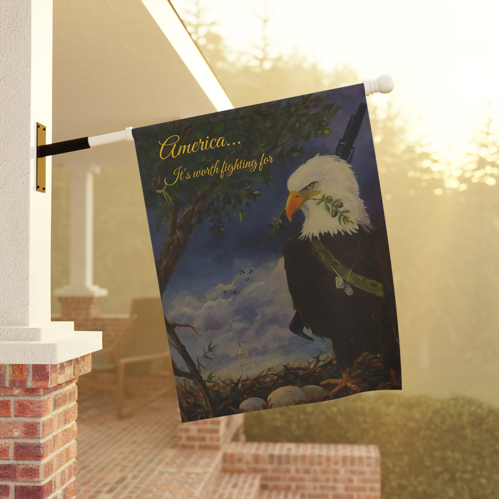 Patriotic eagle garden flag created by JR