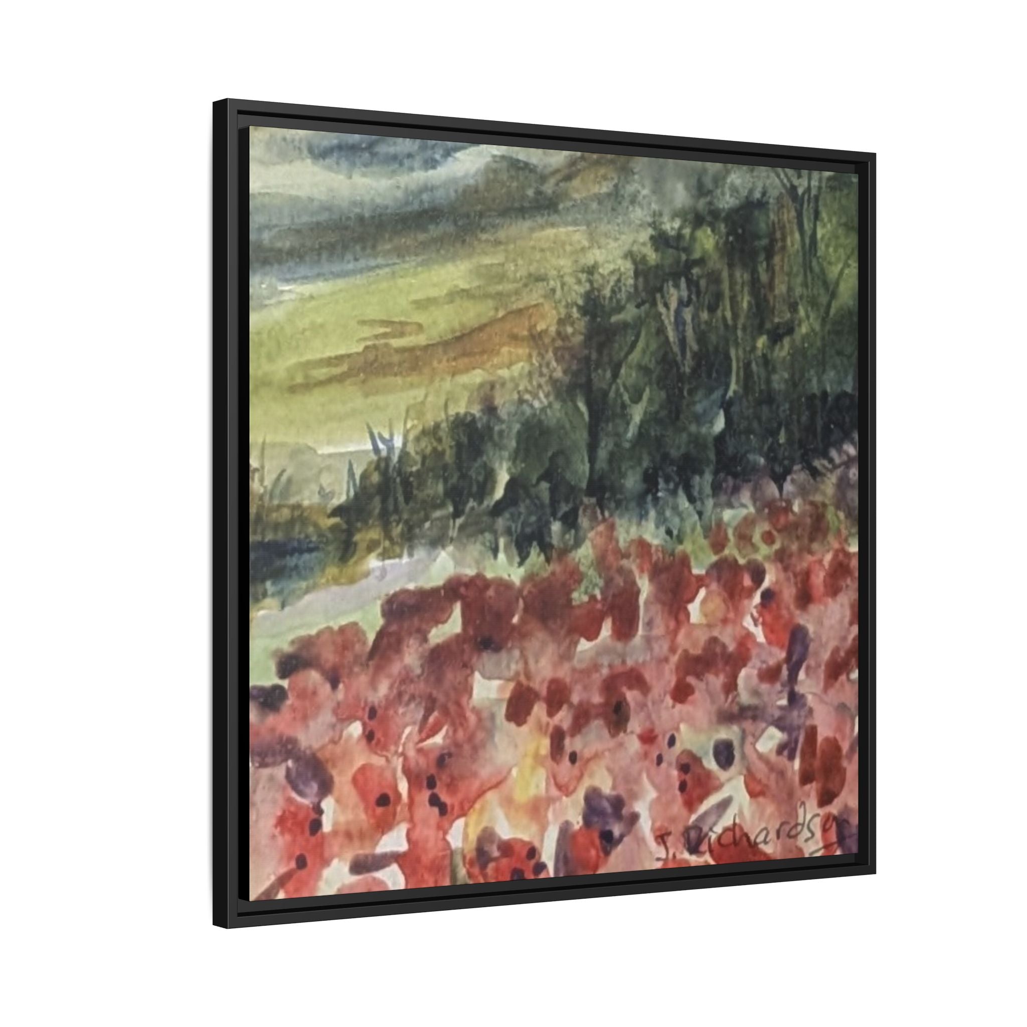 Framed Poppies landscape Matte Canvas,   Multi-color frames)