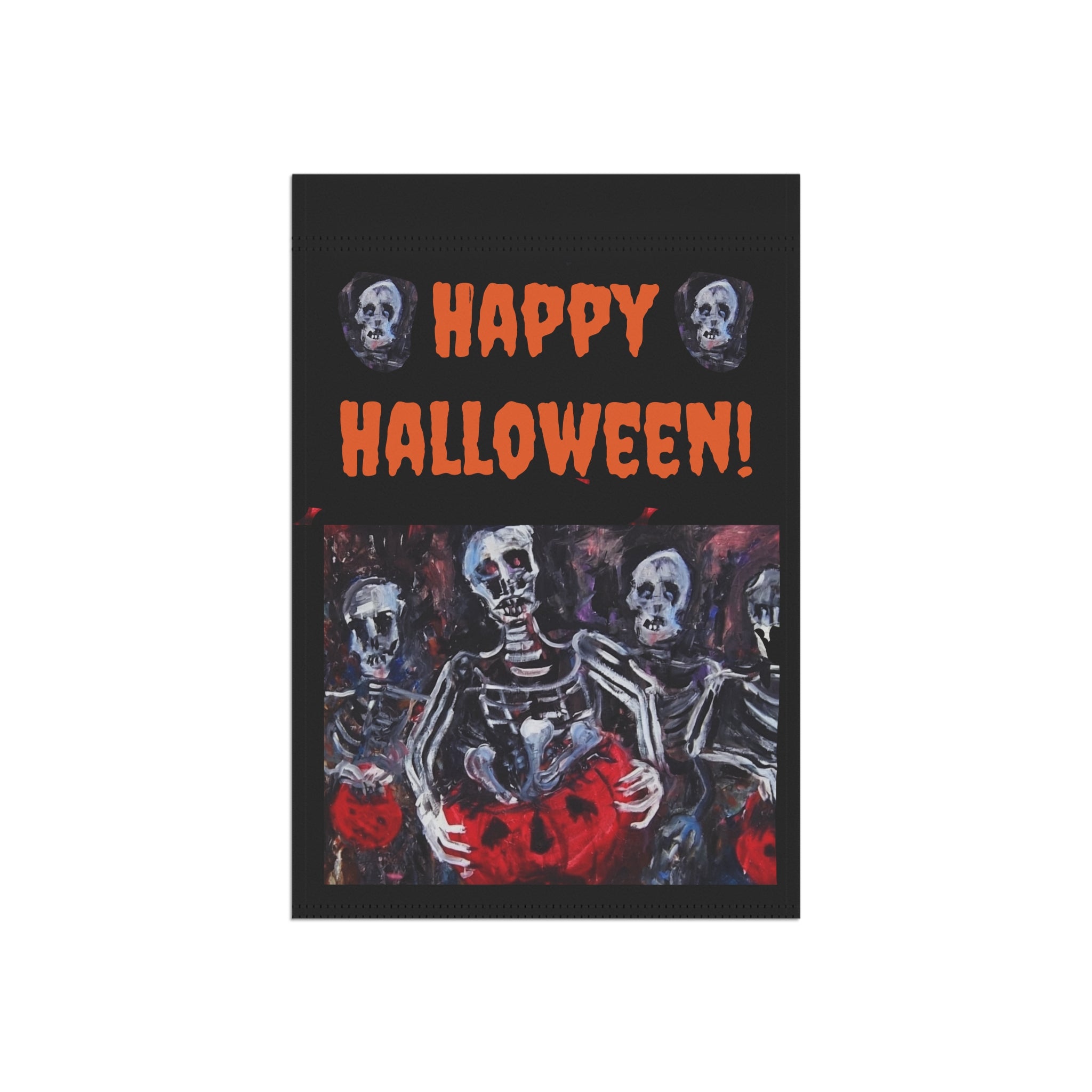 Happy Halloween Skeletons Garden Flag | Halloween Garden Banner