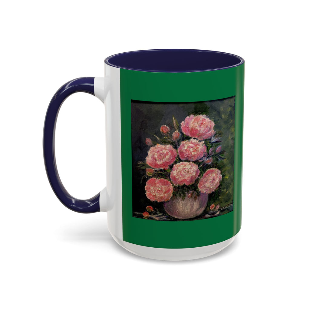 Pink Peony Bouquet Accent Coffee Mug — Floral Tea Cup for Garden Lovers