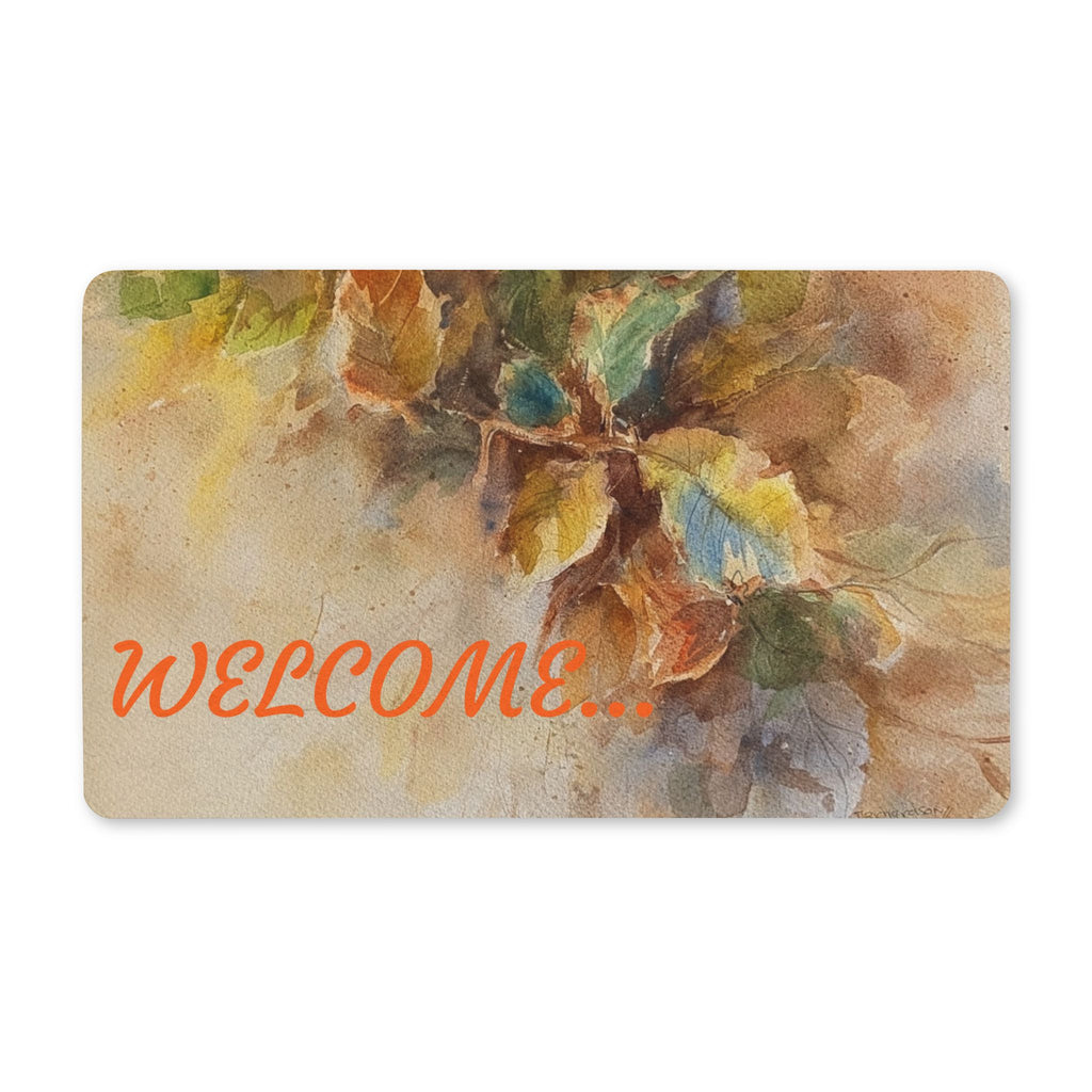 Autumn Leaves Doormat — Polyester Welcome Mat with Fall leaves  Design