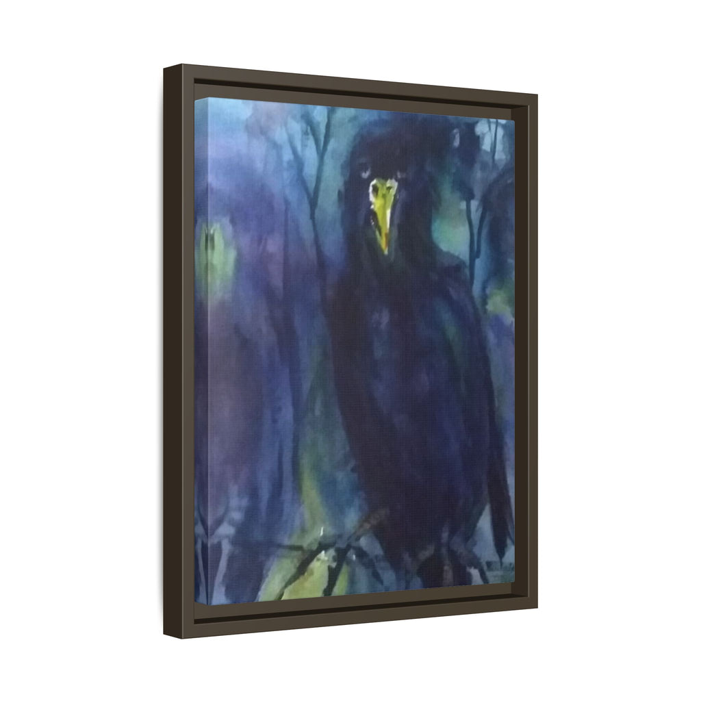 Framed Matte Canvas Print — Moody Black Raven Artwork
