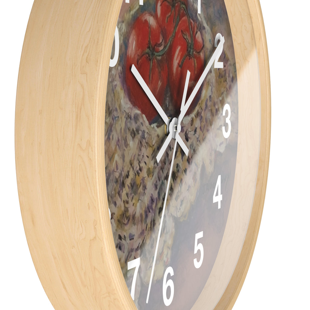 Tomato Still Life Wall Clock — Rustic Kitchen Art Clock