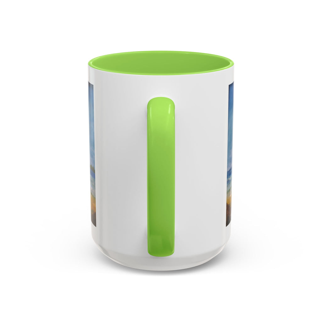 Beach & kite scene, Coffee Accent Mug - Personalize it! Colorful Ceramic Mug (11oz, 15oz)