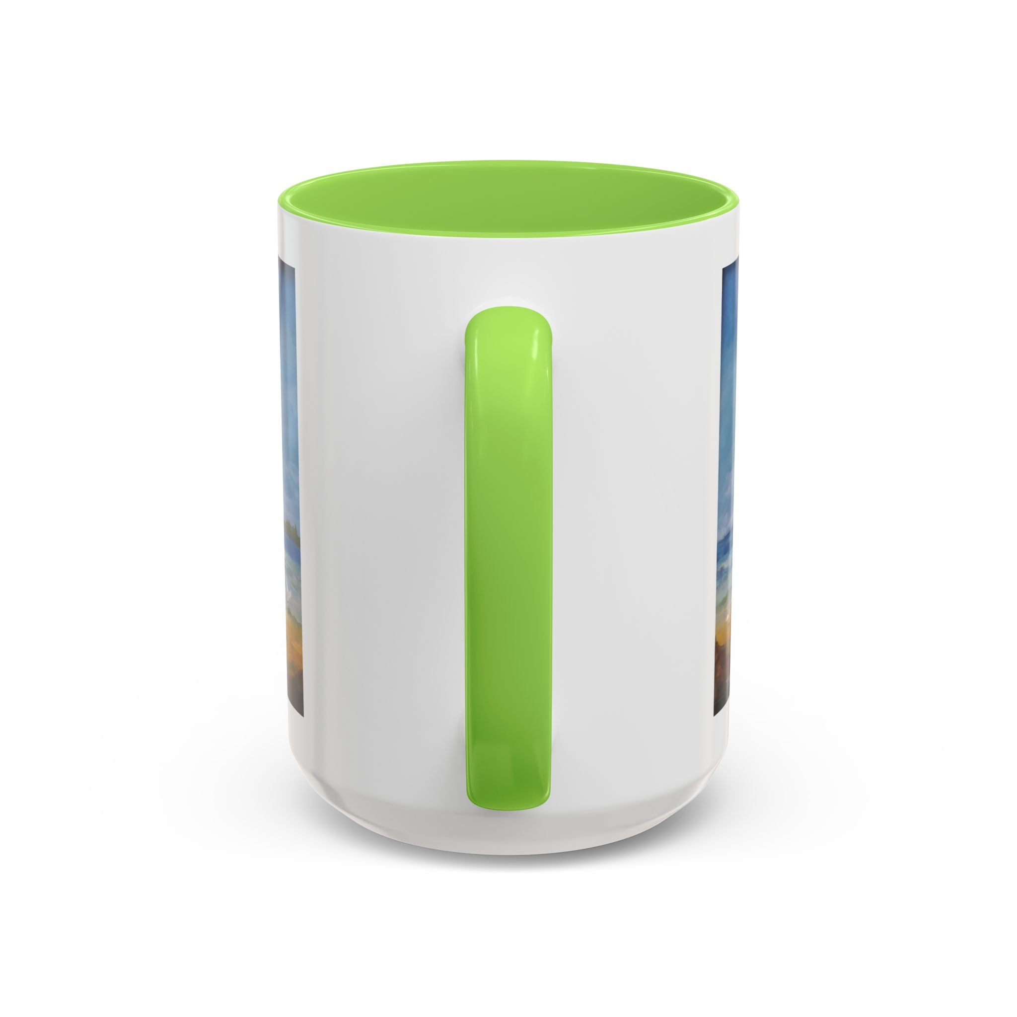 Beach & kite scene, Coffee Accent Mug - Personalize it! Colorful Ceramic Mug (11oz, 15oz)
