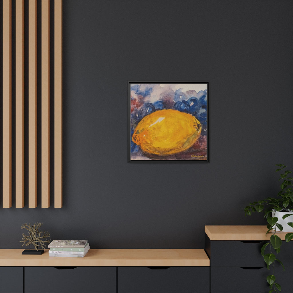 Lemon Grapes Pastel Painting Framed Matte Canvas