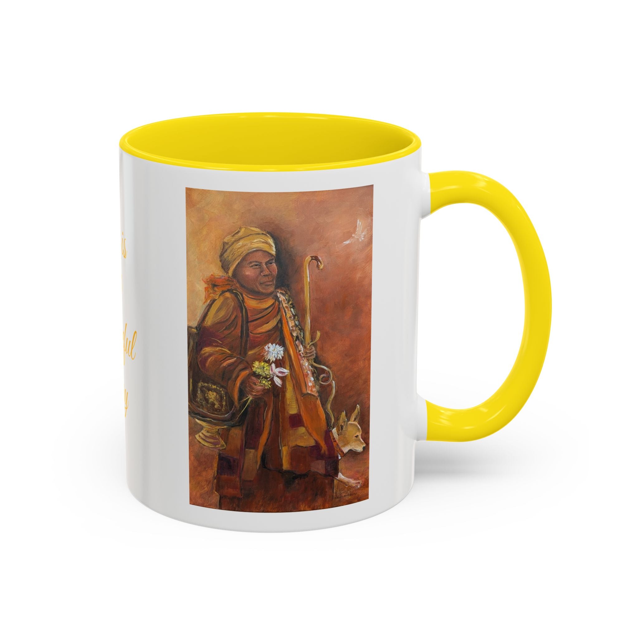 Peaceful Monk Accent Coffee Mug — Inspiration Art (11/15oz)
