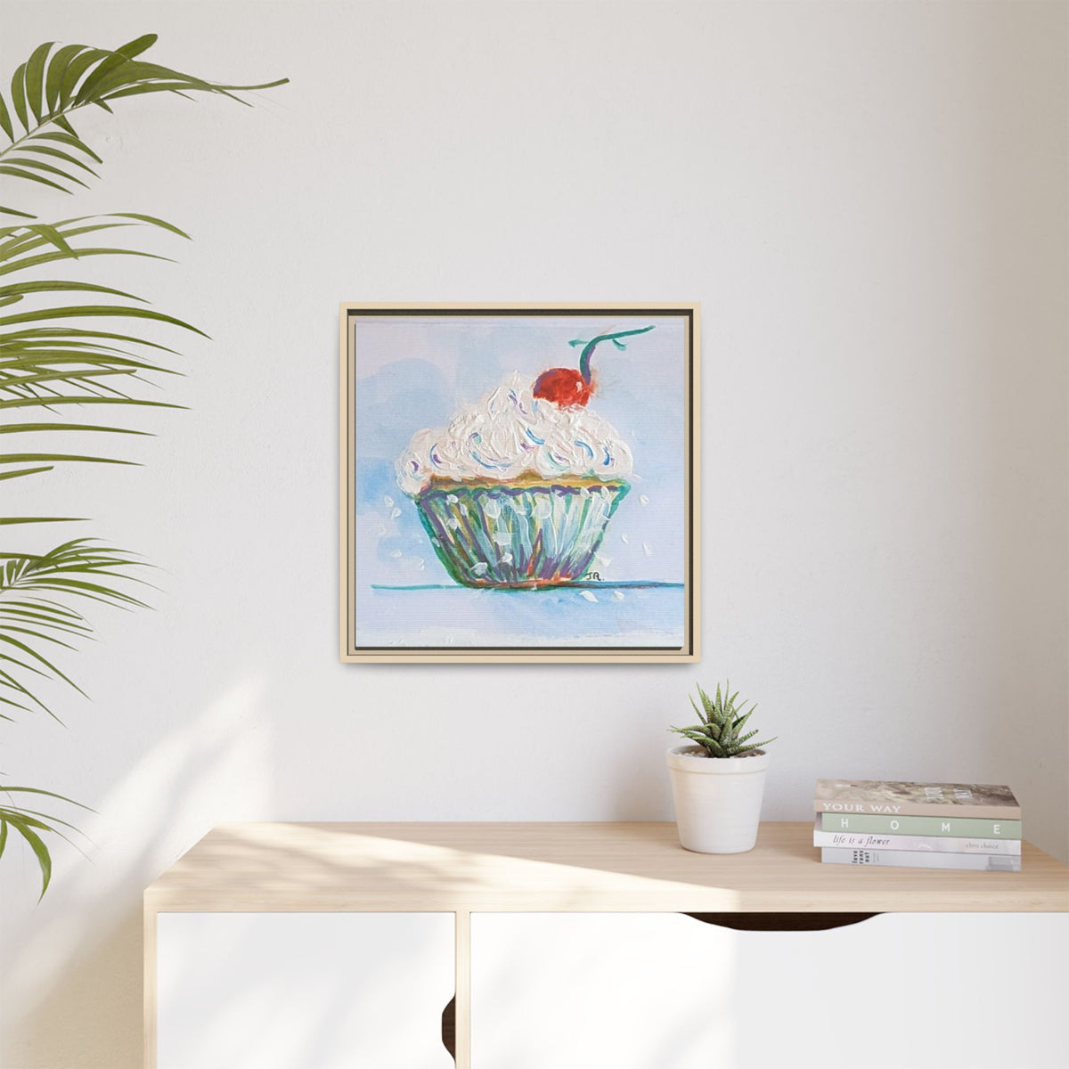 Cupcake Canvas Art Print — Framed Matte Wall Decor