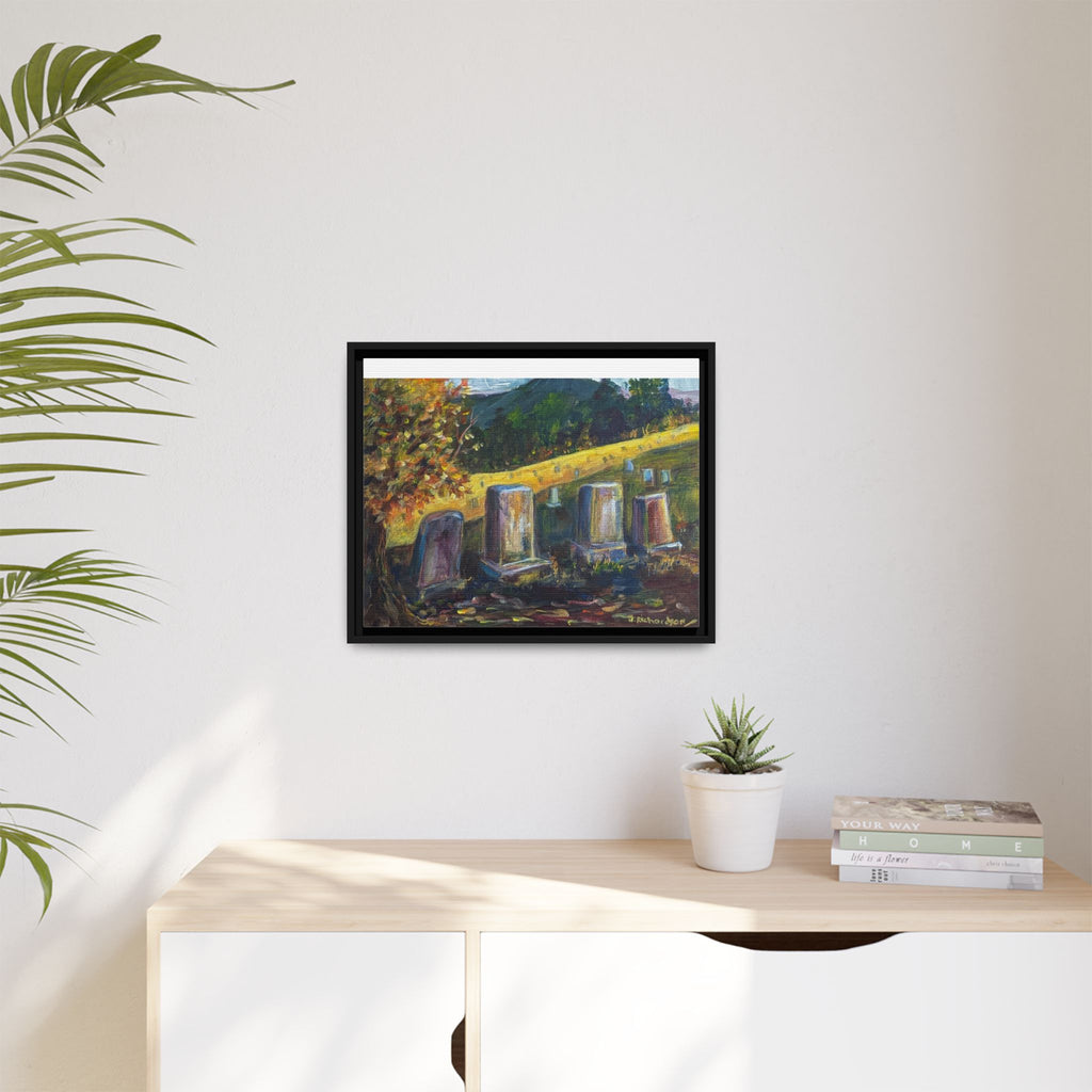 Framed Matte Canvas – Autumn Cemetery Landscape Art Print
