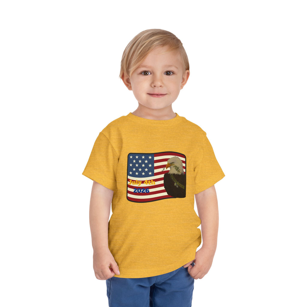 July 4th Toddler Tee —2T - 5T Patriotic Bald Eagle "USA 2026" Graphic