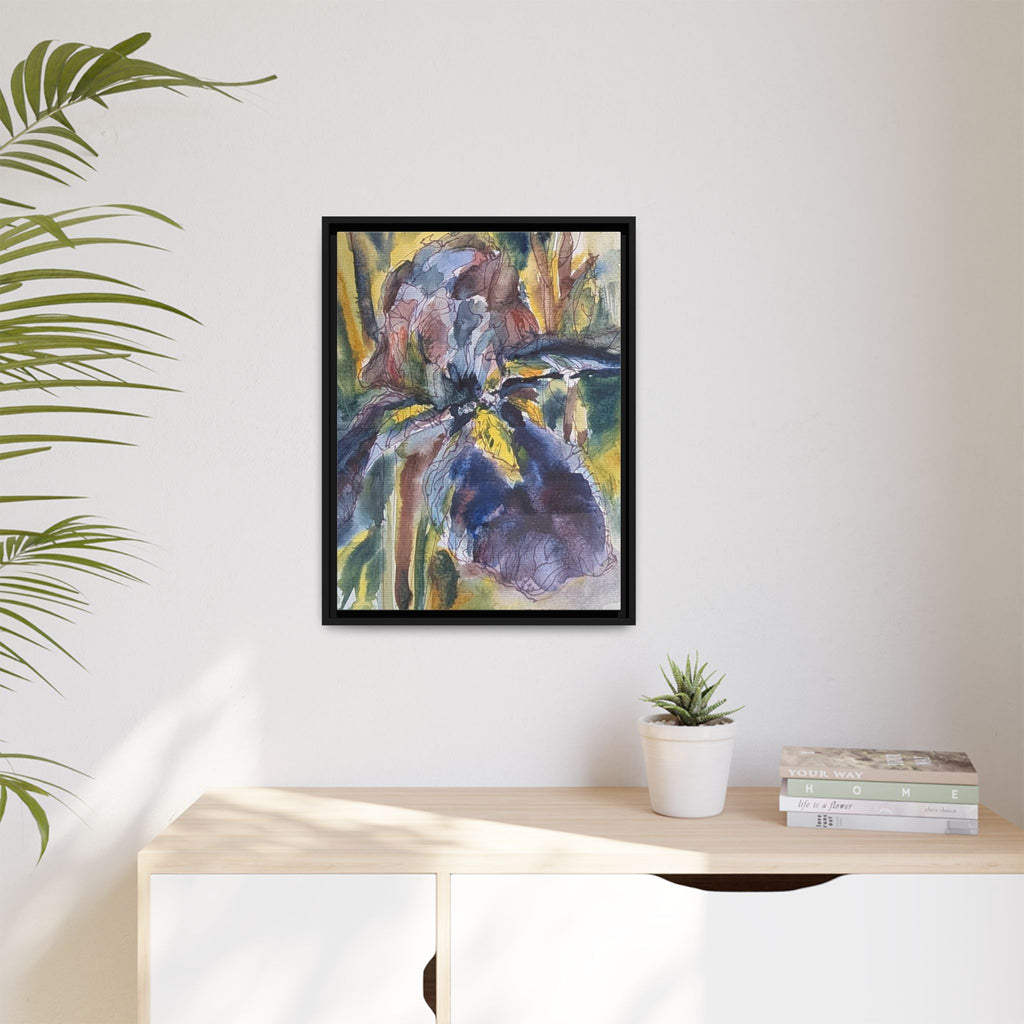 Framed Watercolor Iris Matte Canvas Wall Art