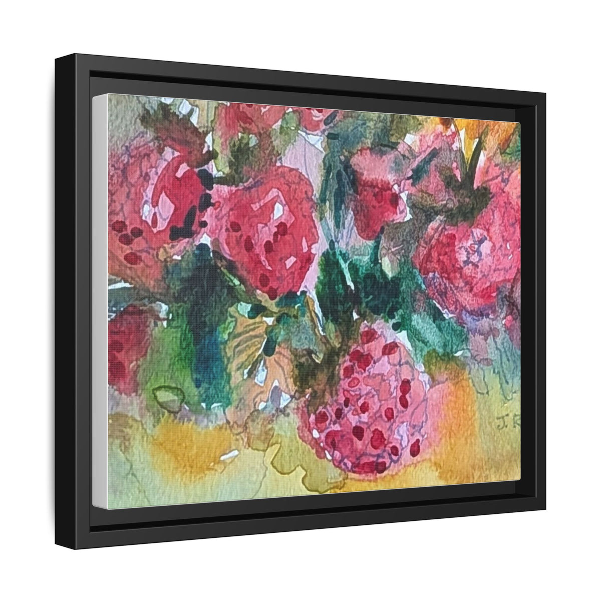 Raspberry Patch Still Life Framed Matte Canvas Print