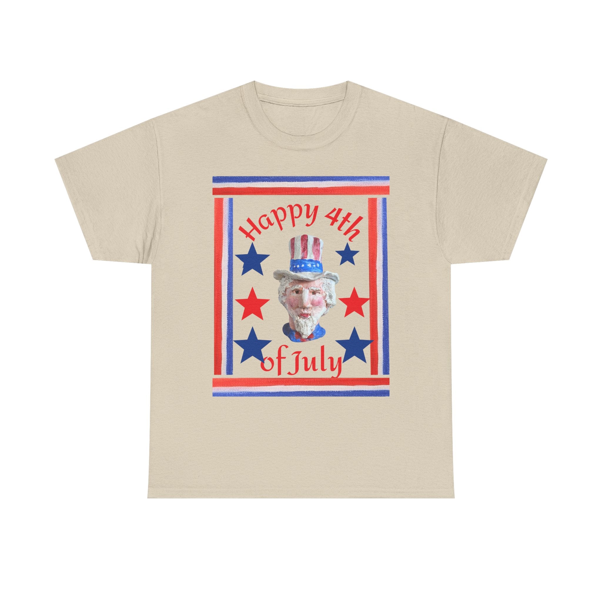 4th of July Patriotic T-Shirt — "Happy 4th of July" Uncle Sam Design