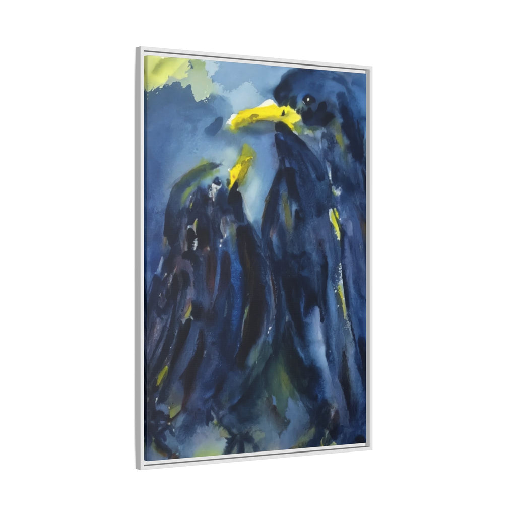 Framed Matte Canvas — Blue Raven Watercolor "Baby & Mother" Wall Art