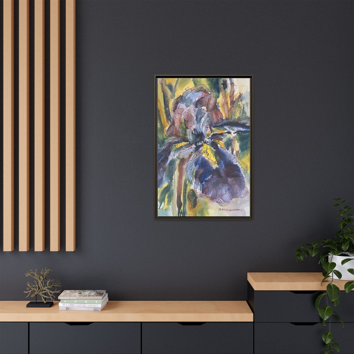 Framed Watercolor Iris Matte Canvas Wall Art