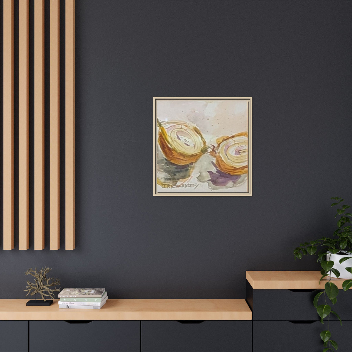Onion Cut Watercolor Canvas Framed Wall Art | Matte Canvas, Framed