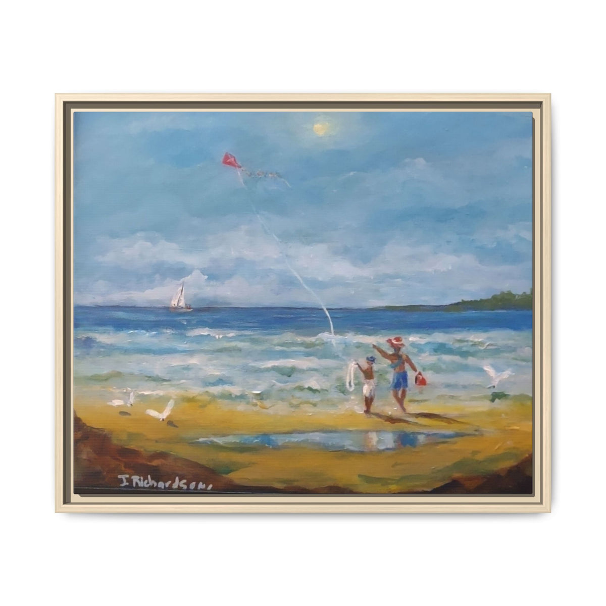 Red Kite Oceanside Framed Matte Canvas Wall Art
