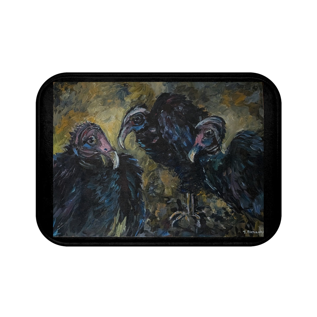Vultures Illustration Bath Mat | Dark Moody Bird Artwork