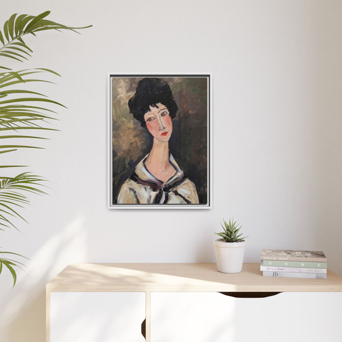 Framed Matte Canvas Print – Modigliani‑Style Portrait Art