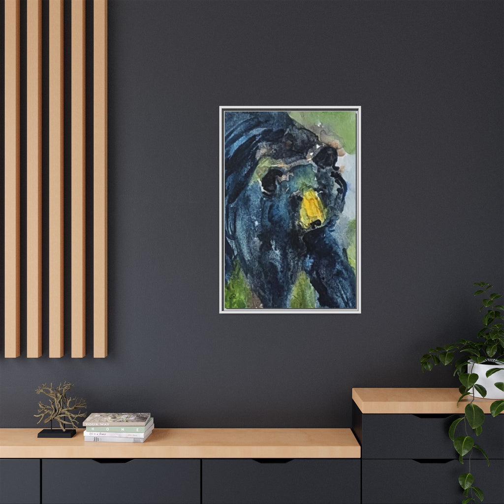 Framed Matte Canvas Black Bear Watercolor Art Print
