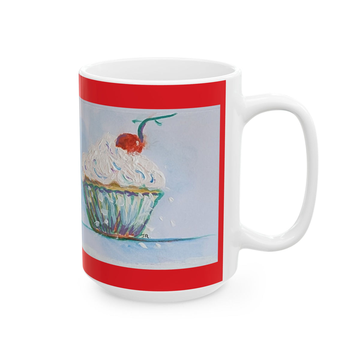 Cupcake Art Ceramic Mug (11oz & 15oz) — Whimsical Personalizable Painted Dessert Coffee Cup