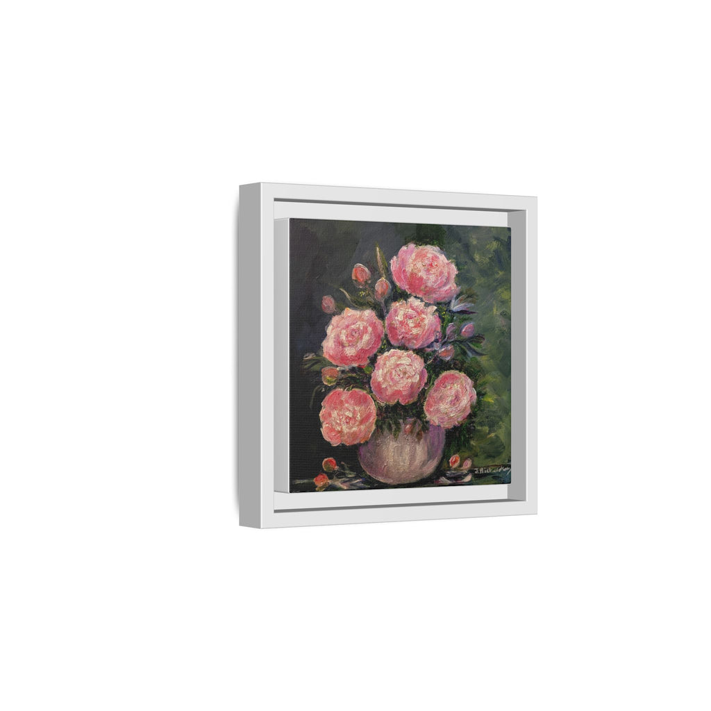 Pink Peony Bouquet Canvas Framed Wall Art | Matte Canvas, Framed