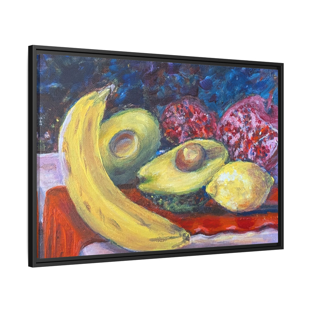 Framed Matte Canvas Still Life Print — Banana, Avocado & Lemon Artwork