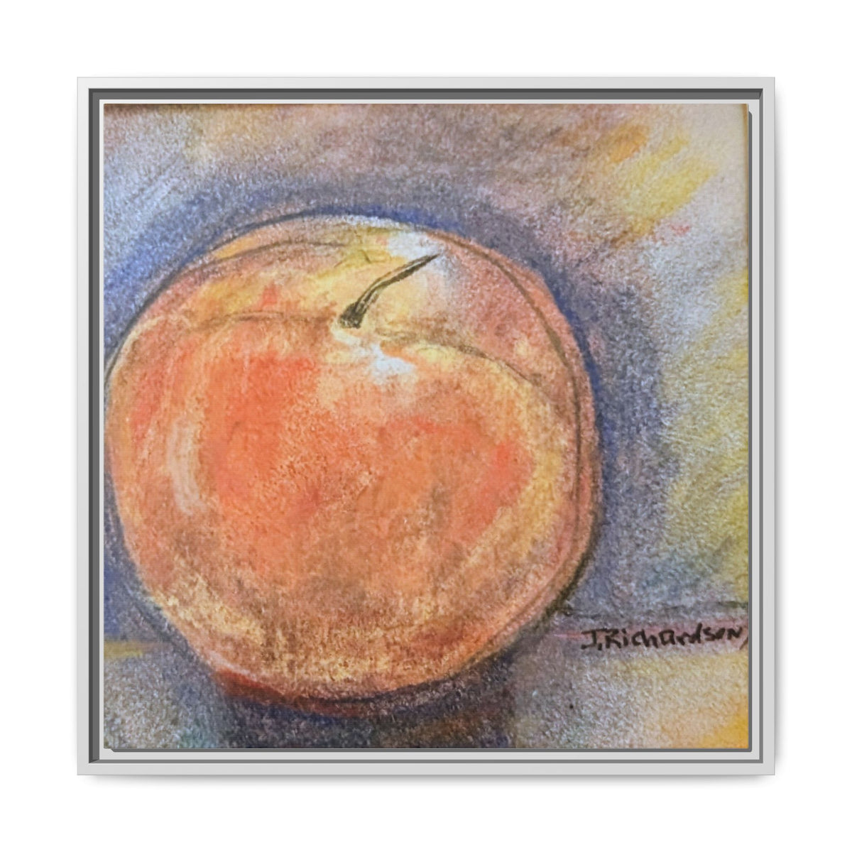 Peach Pastel Painting Framed Matte Canvas