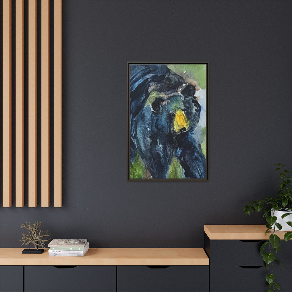 Framed Matte Canvas Black Bear Watercolor Art Print