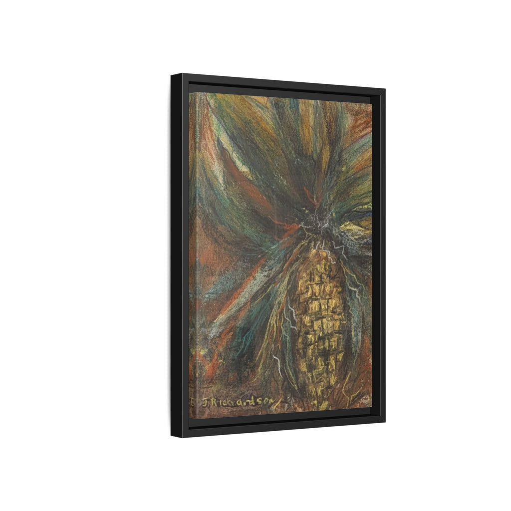 Forgotten Corn Husk Framed Canvas — Tropical Pineapple Matte Wall Art