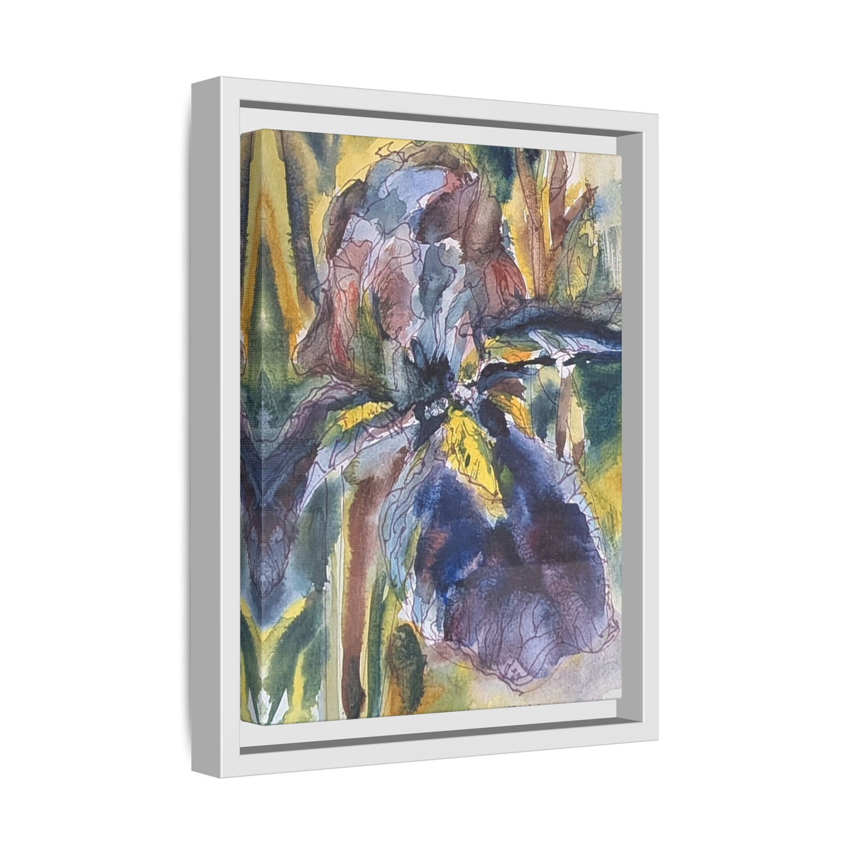 Framed Watercolor Iris Matte Canvas Wall Art