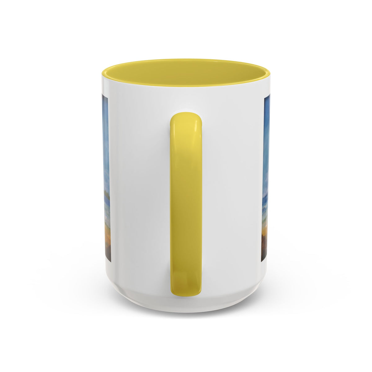 Beach & kite scene, Coffee Accent Mug - Personalize it! Colorful Ceramic Mug (11oz, 15oz)
