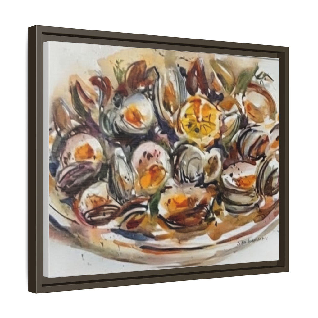 Clam Shell Watercolor Still Life Framed Canvas | Matte Multi-Color
